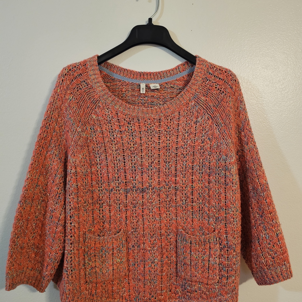 Women’s Anthropologie Crewneck Sweater in Coral Multicolor